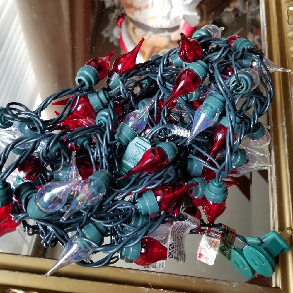 ❗Retro MCM Style Red White Atomic Twinkle Flame Christmas Holiday String Lights❗